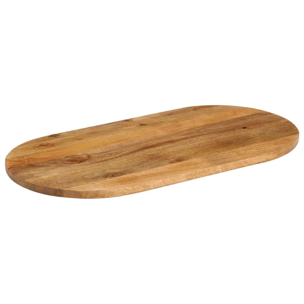 Piano Tavolo Ovale in Legno Massello di Mango 110x40x2,5 cm per Rinnovo Arredamento Casa e Commerciale, Superficie Liscia Facile da Pulire, Design Rustico con Venature