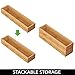 mDesign Drawer Organiser – Rectangular Bamboo Kitchen Drawer Divider – Stackable Drawer Separator for Cutlery and Kitchen Utensils – Set of 4 – Natural