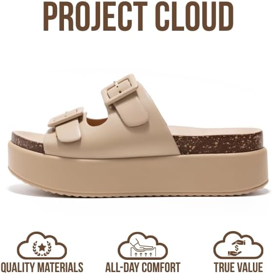 Project Cloud Platform Sandals Women - Plush & Soft Insole Wedge Slides for Women Footwear - Beach Essential Wedge Sandals for Women 2026 (Softy) - Image 4