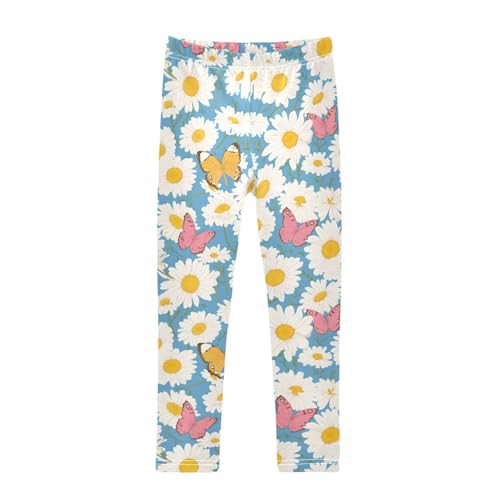 Wusikd Butterflies Girls' Leggings Toddler Doodles Daisies Kids Yoga Pants Dance Active Tights 4T