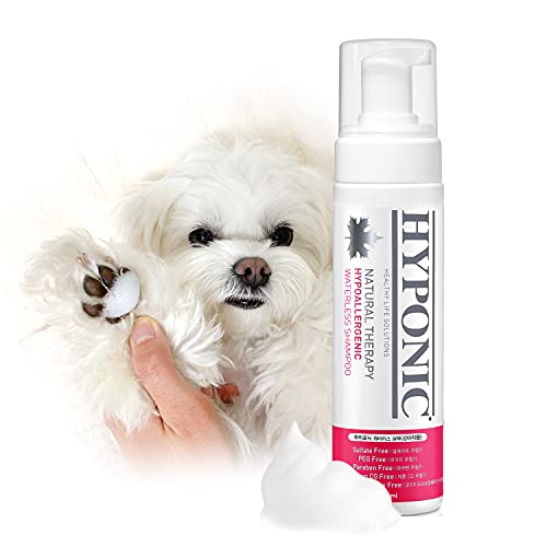 HYPONIC Hypoallergenic Premium Natural Therapy Waterless Shampoo, Scented for All Pets/Natural, Dry Shampoo/Free of Harmful Chemicals/Detangles, Moisturizes, Odor Control 6.4oz (190ml)