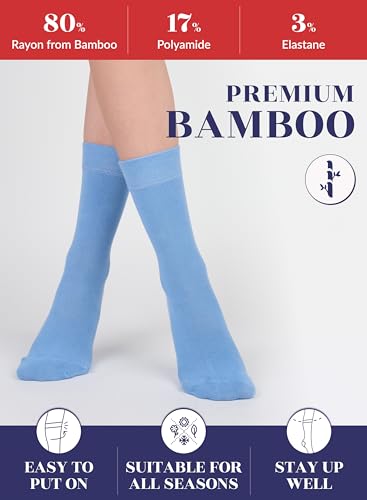 Hugh Ugoli Womens Rayon Derived from Bamboo Dress Socks, Extremely Soft, Thin, Crew Socks for Business Trouser Casual4