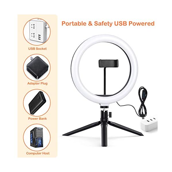 LED Ringlicht 10 inch Selfie Ringlicht mit Stativ Handy & Fernbedienung 3 Farbmodi Einstellbare Helligkeit Ringleuchte… – Bild 5