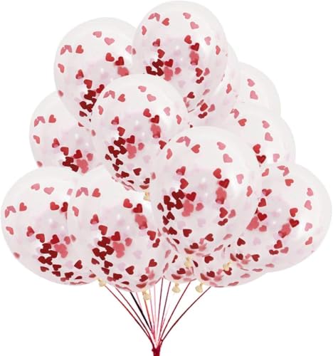 Image of AMFIN (Pack of 50) Red Heart Confetti Balloons for Weddings Anniversary, Engagement, Valentine's Day, Love Party Decorations, Birthday Decoration Balloon - Red