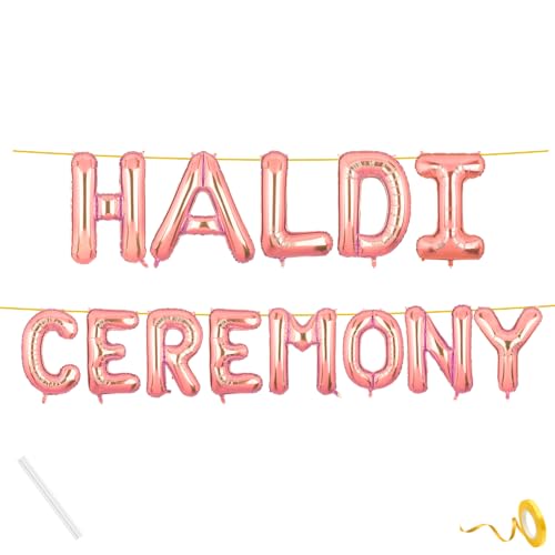 Image of Haldi Ceremony Banner Rose Gold for Wedding Boys Girls Men Women Foil Balloon Decoration Decor Celebration Rose Golden