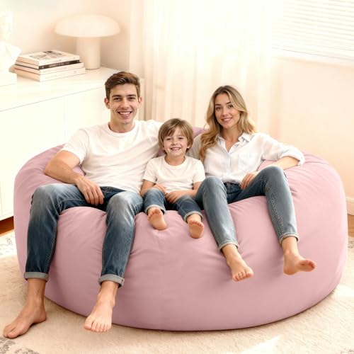 Image of HABUTWAY Bean Bag Chair: Giant 6' Memory Foam Furniture Bean Bag Chair with Microfiber Cover - 6Ft,Pink
