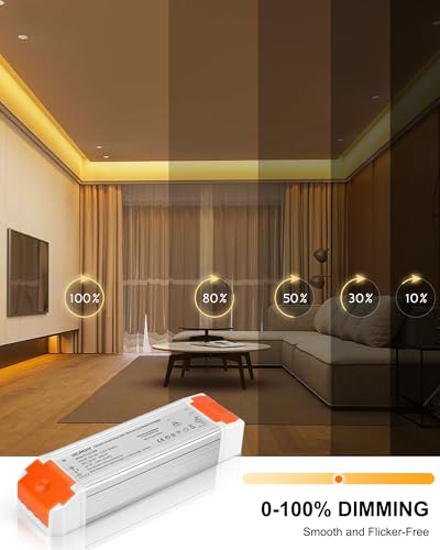 Image of 60W 12V Dimmable LED Driver, Triac Transformer 60 watt AC 120V to DC 12V Compatible with Lutron Dimmer Switches, 12 Volt Led Dimmer Power Supply for Cabinet Strip Light Model Vec2 (Simplified Pack)