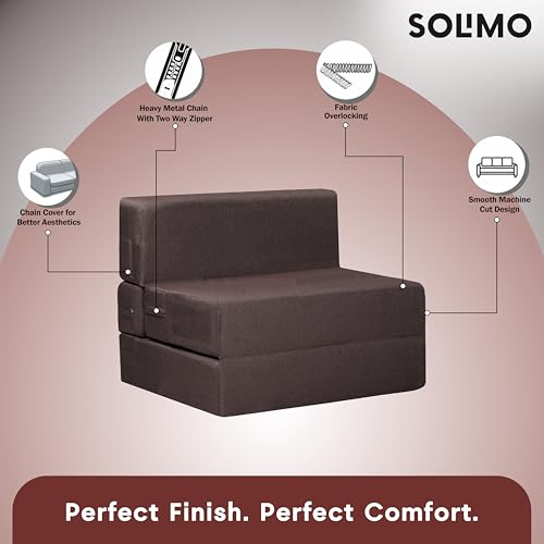 Image of Amazon Brand - Solimo 1 Seater 3 * 6 Jute Fabric Washable Cover Sofa Cum Bed 1 Seater Double Foam Fold Out Sofa Cum Bed (Finish Color - Brown Delivery Condition - Pre-Assembled)