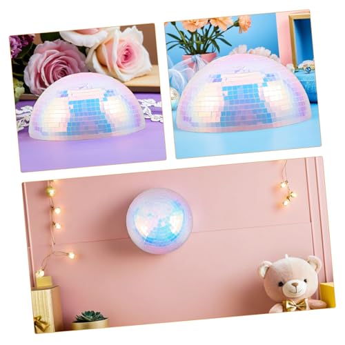 Bola espejada reflectante Cabilock, hemisferio decorativo para pared, 8 pulgadas, medio esfera de espuma y plástico, decoración moderna para discoteca, hogar, fiestas temáticas de los 70 y centros de mesa miniatura 6