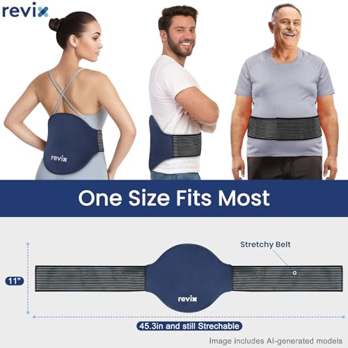 Image of REVIX Extra Large Ice Pack for Back, 2 Packs, Reusable Gel Ice Pack Wrap for Lower Back, 13.4 inch x 11 inch, Cold Compress Therapy for Waist, Lumbar Discomfort Relief, Muscle Relaxation, Blue