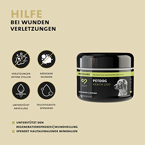 Peticare Wund-Salbe für Hunde | bei Wunden & Haut-Verletzungen Aller Art | fördert Wundverschluss & unterstützt Regenerationsprozess | einzigartiges PRS® System für Lange Wirkung - petDog Health 2107
