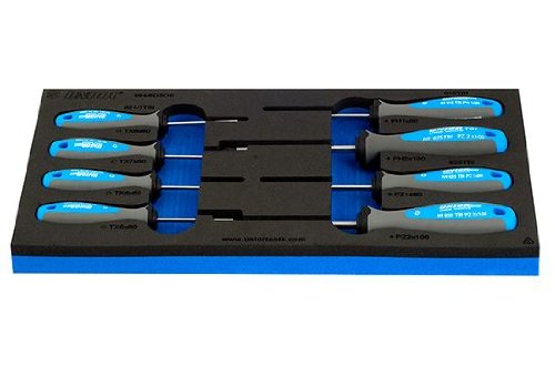 Unior 621561 621561-Juego Set of 8 Desornilladores TX, Phillips y Pozidrive TBI in SOS Band 964/9DSOS, Blue