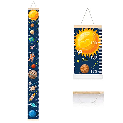 Outer Space Growth Chart For Kids, Rocket Baby Height Chart Ruler Removable Canvas Wood Frame Hanging Wall Rulers Measurement Charts For Toddler Room Decoration Nursery Decor Gift For Boys And Girls #TOP22