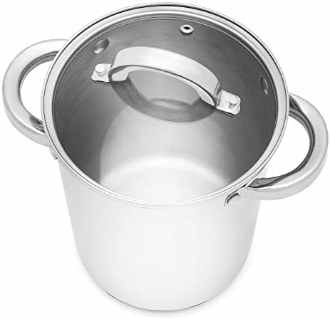 Pasta Cooking Pot with Basket Tall Stainless Steel Asparagus Vegetable Steamer Spaghetti Pasta Stovetop Cooker 4 l
