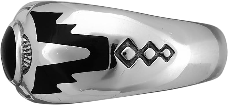 Vista 4 de 925 Sterling Silver Black Resin Sleeping Beauty Ring, Southwestern Design, Handmade Silver Band, Handcrafted Native Jewelry