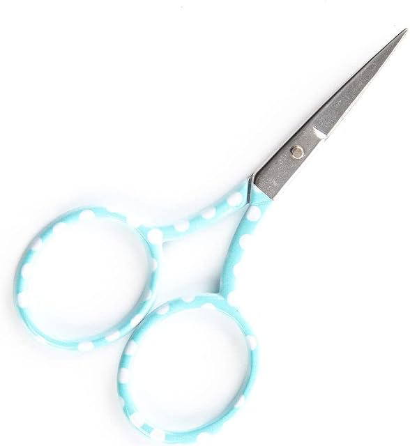 The Quilted Bear Polka Dot Embroidery Scissors - Small Sharp 3.5" Blades for use as Embroidery, Cross Stitch, School, Applique or Nail Scissors with Your Choice of Two Colours! (Duck Egg Blue)