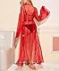 ROSVAJFY Damen Durchsichtig Kimono Robe Lang Dessous Robe Spitze Bikini Cover Up Strandkleid Sexy Mesh Morgenmantel Kleid Transparente Babydoll Negligee Cardigan mit Gürtel (Rot)