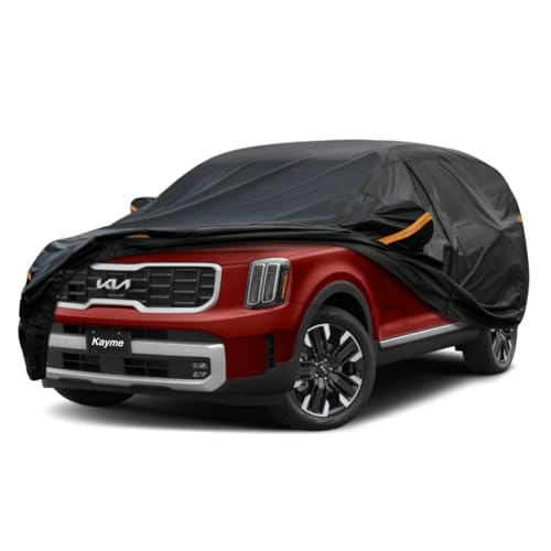 Kayme SUV Car Cover Fit for Kia Telluride (2020-2025) Automobiles All Weather Waterproof, Outdoor Cover Sun Rain Protection, with Lock and Zipper Door