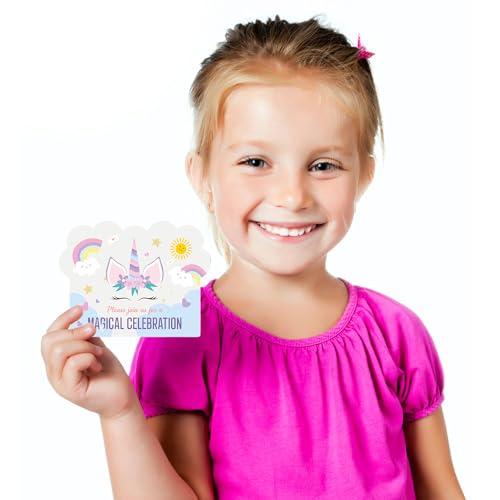 Image of Party Propz Birthday Invitation Cards For Kids - (25 Pcs) Unicorn Theme Invitation Card For Birthday (Cardstock), Invitation Cards For Kids Party, Bday Return Gifts, Bday Invitation Card