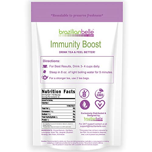 Immunity Boost Tea - Natural Vitamin C, Green Tea, And Echinacea Immune Support Herbal Blend (30 Tea Bags) #TOP1