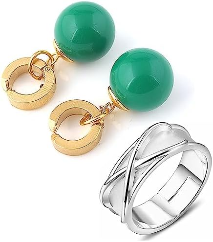 Goku Black Earring and Ring,1 Pair Goku Cosplay Agate Drop Earrings Clip and Ring, Metal, Agate