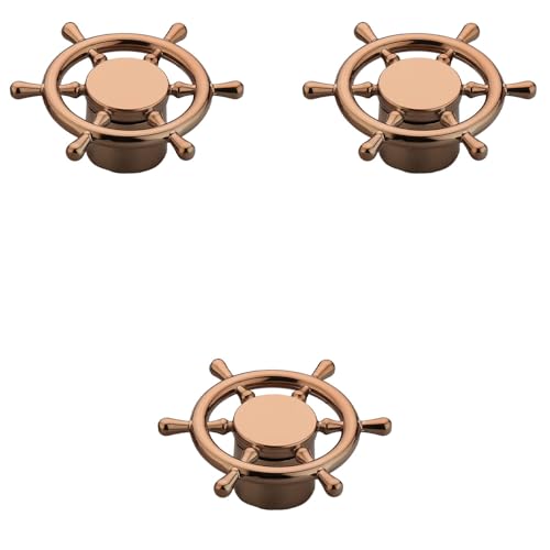 Image of Ship Wheel Design Knob for Drawer /Door Knob /Drawer Knobs /Decorative Knobs and Pulls /Zinc Alloy (Rose Gold) Pack of 3-| 3 Years Warranty |