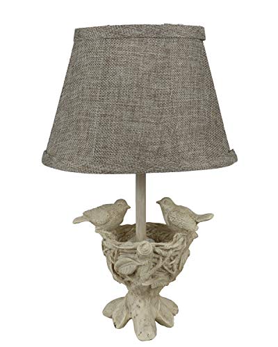 AHS Lighting Lamps for Living Room Dining Room Bedroom and Office Accent Lamp with Shade, 12", Spring Blessings Bird Nest-Antique White