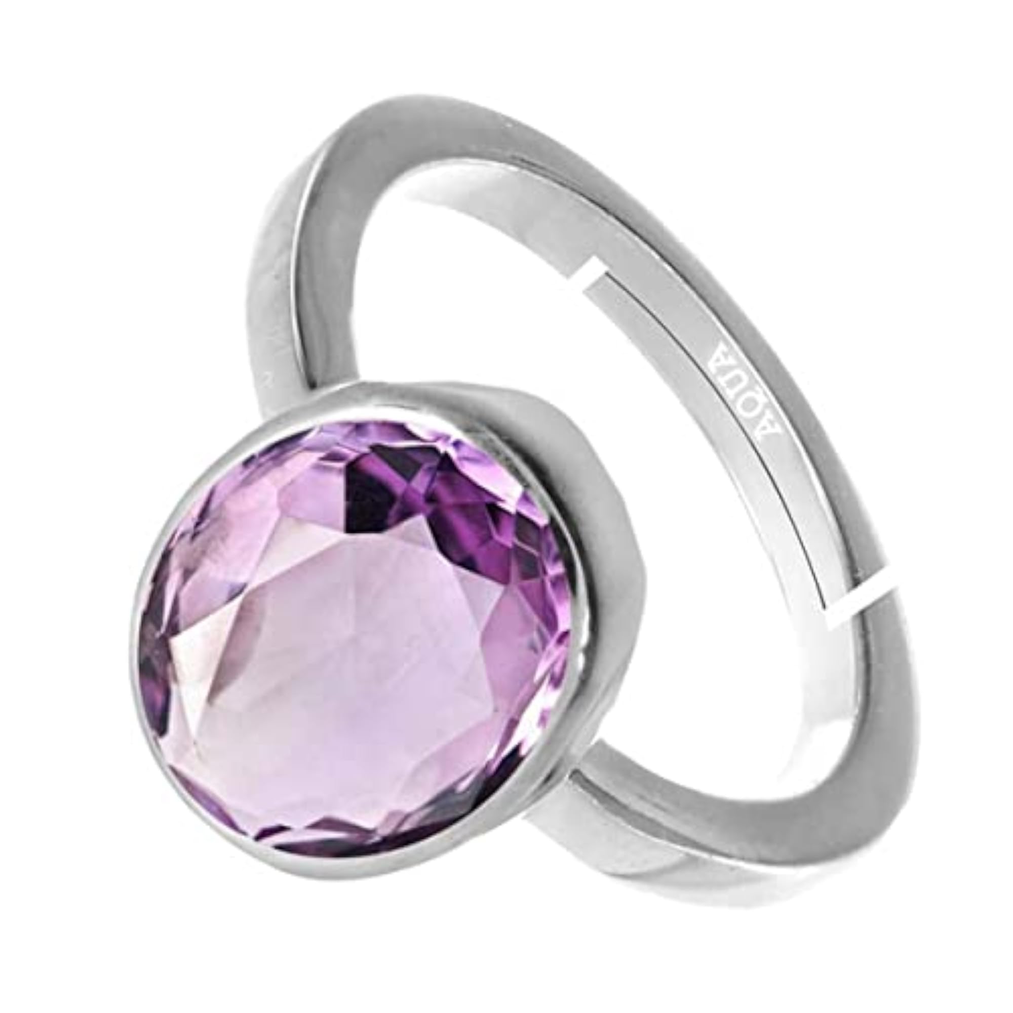 Astrological Certified Amethyst Gemstone 10.25 Ratti Silver Adjustable Ring