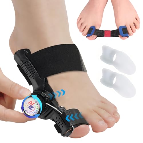 Set Da 3 Pezzi Ortesi Valgus Alluce Valgo Versione Aggiornata Con Stecca Regolabile per Alluce Valgo Fascia per Dita Dei Piedi 2 Divaricatori in Silicone per Dita Dei Piedi per Giorno E Notte Unisex
