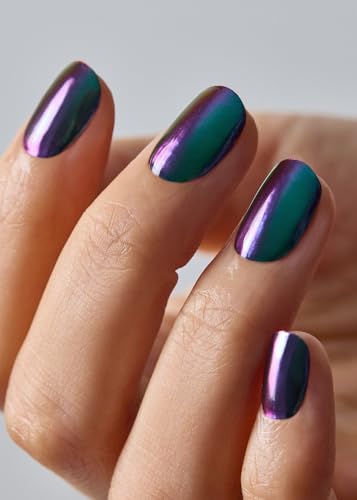Image of ohora Semi Cured Gel Nail Strips (N Mystic Chrome) - Works with Any Lamps, Salon-Quality, Long Lasting, Easy to Apply & Remove - Includes 2 Prep Pads, Nail File & Wooden Stick