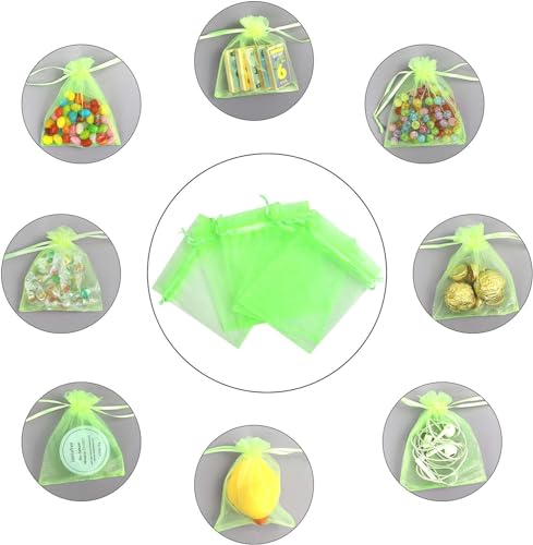 Image of Dealglad 50pcs Drawstring Organza Jewelry Candy Pouch Christmas Wedding Party Favor Gift Bags (3.5x4.5 inch, Light Green)