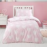 Catherine Lansfield Brushed Cotton Hearts Reversible Single Duvet Cover Set with Pillowcase Pink