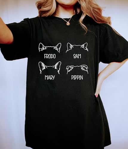 Custom Cat Shirt Personalized Cats Mom Tshirts for Women Clothing Cat Dad Shirt Girls Kitten Ears Mama Tee Cats Tee Shirts Men Kitten Name Pet Gifts Multicolor2