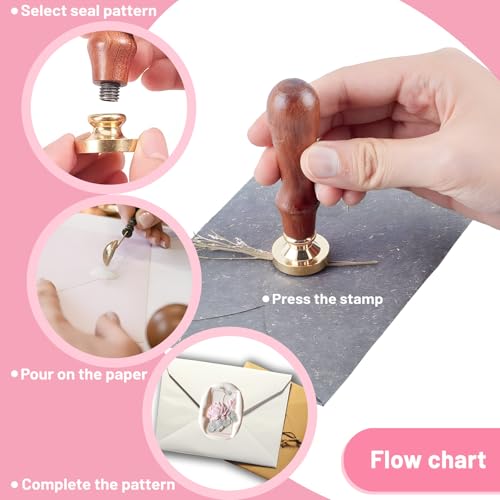 Wachssiegel Set, Dwafill 6er-Pack Entfernbare Siegelwachs Stempel, Floral Pattern Stamp, Wachsstempel Personalisiert, fur Einladungen, Karten, Geschenke, Vintage Wachsstempel (Vitalität)