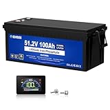 DCHOUSE 48V 100Ah Lifepo4 Battery, Built-in 200A BMS, LCD Monitor & Mobile APP, One Touch Switch, Peak Current 700A, 4000+ Deep Cycles Lithium Battery for Club Car, Golf Carts, Caravans, Solar Systems