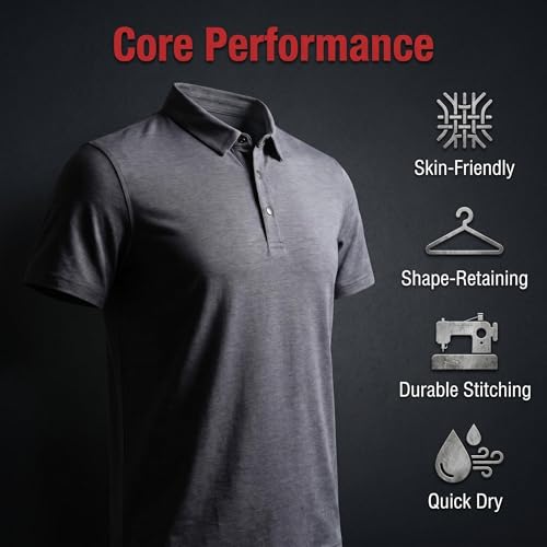 Camiseta polo para hombre, ajuste slim, manga corta, secado rápido, ideal para golf, tecnología anti-transpiración miniatura 4