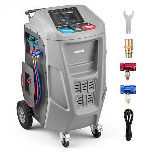 VEVOR Fully Automatic Refrigerant Recovery Machine for 1234yf 98.5% Accuracy 7-Inch Touch Screen AC Recovery Vacuum and Recharging Machine for Standard and High Voltage Automotive A/C Systems