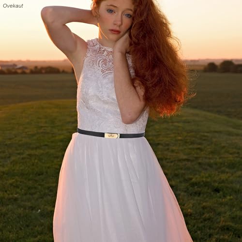 Ovekaut Women Skinny Leather Belt,Solid Color Alloy Turn Lock Adjustable Belt,Ideal For Dresses Jeans Coats Belt  thumb #3