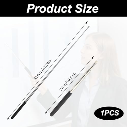 Zeigestab Ausziehbar 120 cm,Teleskopstab mit Griff,Edelstahl Teleskopstab,Zeigestock,Teleskopstab,Zeigestock Ausziehbar,Zeigestab Finger für Unterricht,Meetings,Reden, Dirigieren