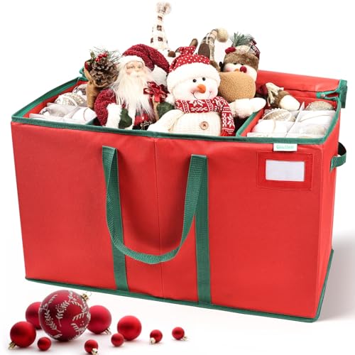 Reviews de Almacenaje de adornos festivos Top 10. 41 Caja grande de almacenamiento de adornos de Navidad que almacena hasta 80 adornos con mango reforzado y doble cierre, contenedor de almacenamiento decorativo para decoración de...
