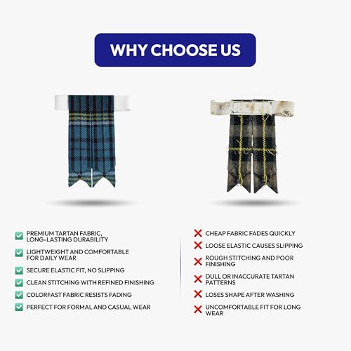 Image of Scottish Tartan Kilt Flashes with Elastic Adjusters