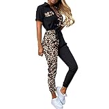 jumpsuit leopard barn Paket : 1 X Jumpsuits Tomwell Damen Overall Sommer Lange Jumpsuit Casual Hosenanzug Jogginganzug Strampler Spielanzug Elegant Kurzarm mit Gürtel Strandanzug A Leopard Large