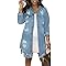 Damen Jeansjacke Oversize Boyfriend Style Mit Graffiti-Look - Blaue Denim Jacke