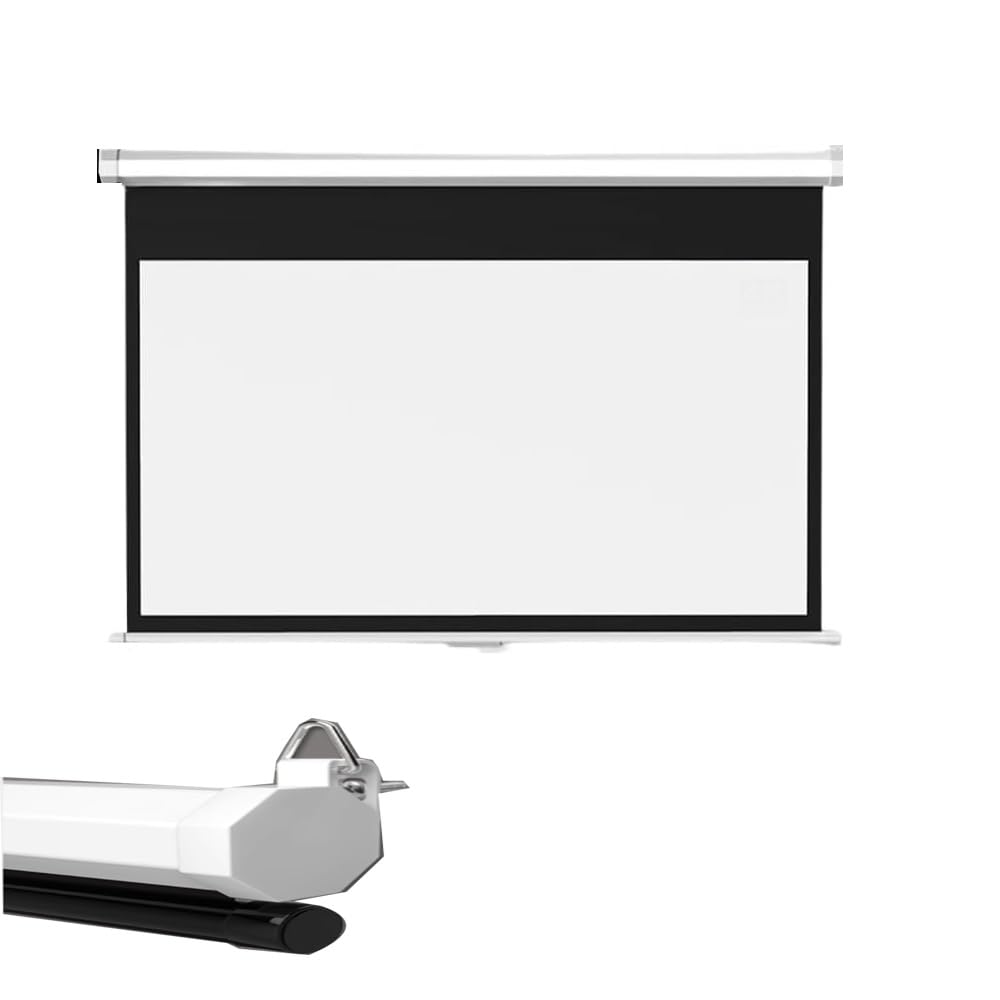 60 Pulgadas Enrollable Manual Pantalla De Proyección, Techo Cine En Casa Pantalla De Proyector Retráctil Pantalla Proyección con Bloqueo Automático(60inch(152cm)-4:3)