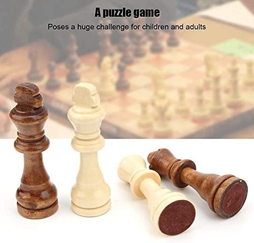32PCS Wooden International Chess Pieces with No Board, Portable International Chess Pieces Tournament Staunton Chess Pieces Entertainment Board Game Set
