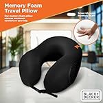 BLACK+DECKER Memory Foam Travel Neck Pillow Travel Pillow for Plane, Car & Train| Ice Silk Cooling Fabric, Ergonomic Design, Neck Support, Washable Cover,Black - Image 3