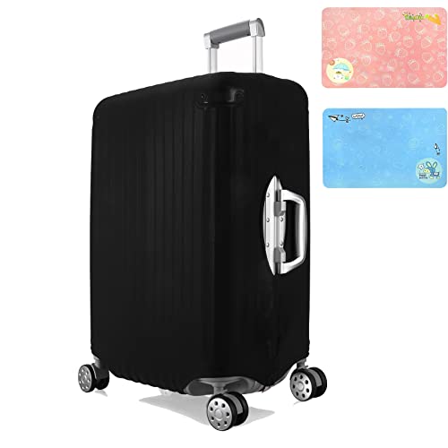 Funda protectora de equipaje de viaje, duradera, antiarañazos, de elastano, para equipaje de viaje, para equipaje de 26 a 28 pulgadas, tamaño L (negro), Negro, L Cover