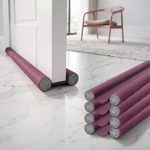 Image of Door Draft Stopper PVC Size 39Inch | Under Door Dust & Noise Blocker | Cold & Heat Insulation Strip | Door Gap Sealer for Home Doors & Windows | Easy Install | Red | Pack of 4