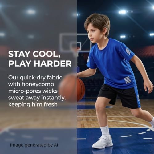 Image of Toddler Boys Clothes Mesh Athletic Summer Short Sleeve T-Shirt and Shorts Kids Outfit Set 3-10 Year
