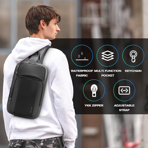 Image of BANGE Large Sling Bag for Men, Waterproof Crossbody Backpack for Men, Fashion Shoulder bags with Pad Compartment